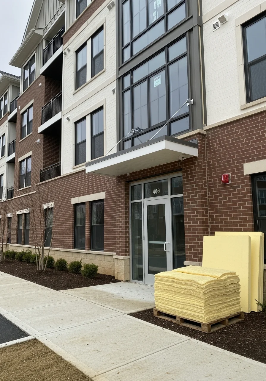 Reston professional standing in front of a modern residential or commercial building.