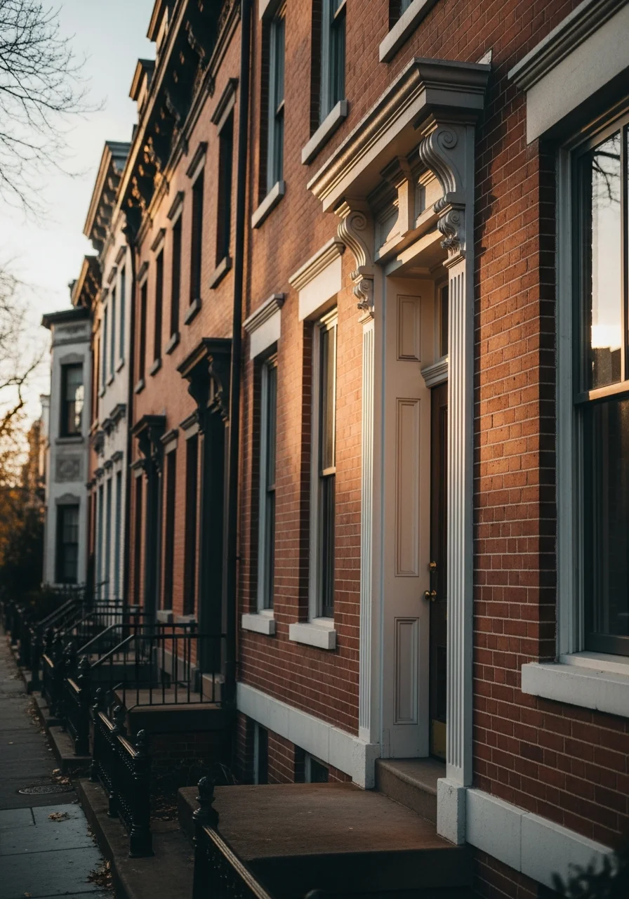 DC professional standing in front of a historic townhouse with period details and updated features.